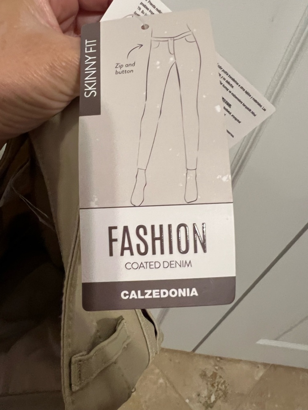 NWT Calzedonia Coated Denim Skinny Fit Pants in Light Beige XS - Picture 4 of 8